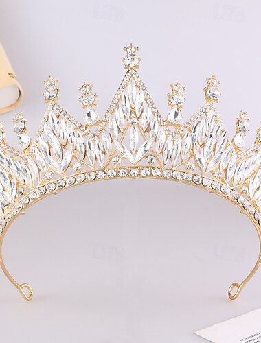  Couronnes Coiffe Alliage Mariage Anniversaire Élégant Mignon Brillant Avec Strass Casque Couvre-chef