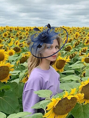  Stroik Tiul Pióro Kapelusz Fedora Ślub Herbaciane przyjęcie Wyścigi konne koktajl Elegancja Zabytkowe Z Pióro Winieta Nakrycia Głowy