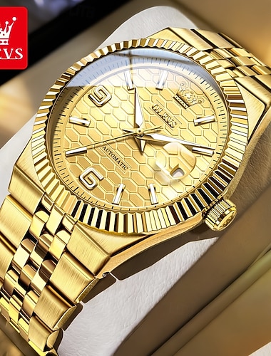  OLEVS 7105 Menn Automatisk Mekanisk Klokker Luksus Safir Glass Automatisk Klokke Business Toppmerke Måne Klokke