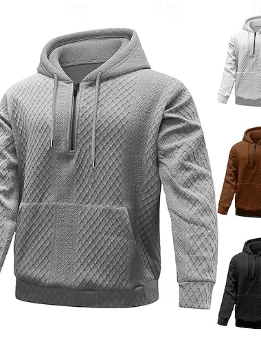  Herren Jacquard Kapuzensweatshirt Pullover Kapuzensweatshirt Schwarz Weiß Braun Grau Mit Kapuze Einfach Kängurutasche Sport & Outdoor Lässig Täglich Streetwear Cool Sportbekleidung Ganzjahres