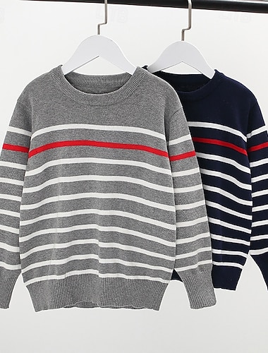  Dzieci Dla chłopców Sweter sweter Naszywka Długi rękaw Wycięcie pod szyją Na zewnątrz Moda Granatowy Jesień Odzież 4-12 lat