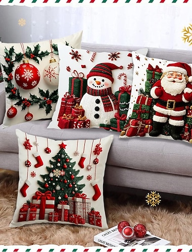  jouluinen lumiukko tyynynpäälliset 2d-tulostettu pehmeä lyhyt pehmo tyynynpäällinen koristeellinen heittotyynyliina sohvalle olohuoneeseen lomakodin sisustus