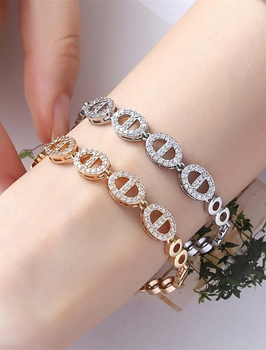  Bracelet chaîne Classique Zircon Animal Mode Personnalisé Luxe Bracelet Bijoux Argent Doré Rond pour Mariage Soirée Fiançailles Bal de promo
