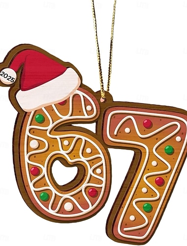  joulu 67 meme akryylikoriste, kuusi seitsemän hauska joululomakoriste, hauska 67 koristetta meme lapsenlapsen lahja joulukuuseen