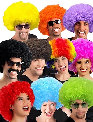  Perruque de carnaval 2026 Rose Rouge Noir Bouclé Afro Court Perruque synthétique de festival Mardi Gras Parade Coiffure de costume de cosplay pour Hommes