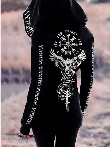  Női Cipzáras kapucnis pulóver Grafika Törzsi Divat Alkalmi Hosszú ujj Kapucni Normál felsők Utca Hétköznapi Cipzár Zseb Nyomtatott Medence Fehér Rubin Tavasz Ősz