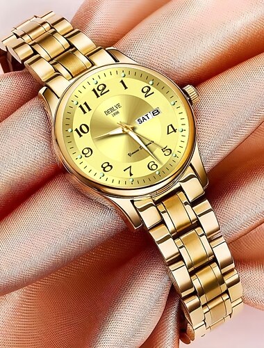  שעוני נשים הם שעון אופנתי וקז'ואל אלגנטי לדקורטיבי לנשים עם תצוגת תאורת לילה כפולה של לוח שנה, בחירת המתנה הטובה ביותר לנשים