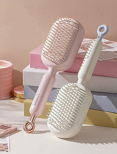  Einziehbarer Massagekamm mit Kissen, praktisches Reisedesign, ausziehbar, leicht zu reinigen, ergonomischer Zugring, Luftkissen-Massagekamm zum Entwirren von dickem/lockigem Haar, Geschenk für Frauen