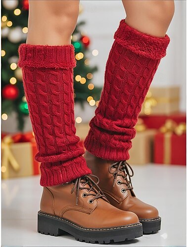  Polainas de tricô natalinas femininas, disponíveis em várias cores, aconchegantes e estilosas, perfeitas para o inverno e para presentear nas festas de fim de ano.