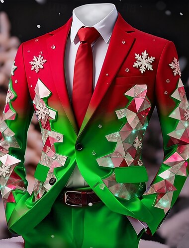  Natale Per uomo Albero di Natale Giacca blazer Cappotto Confortevole Traspirante Artistico Casual Abbigliamento da sera Quotidiano Festival Stampa 3D Bottoni Autunno & Inverno Dentellato Manica Lunga