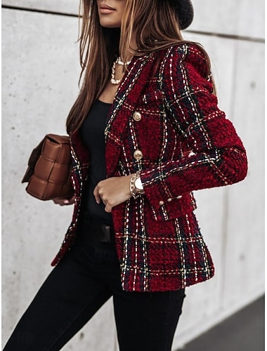  Naisten Bleiseri Mukava Hengittävä Tasku Vapaa-aika Tavallinen Toimisto Katu Kausaliteetti Arki-asut Yksirivinen Normaali Sänkyjen avaus Normaali Pitkähihainen Päällysvaatteet Viini Ruskea Apila