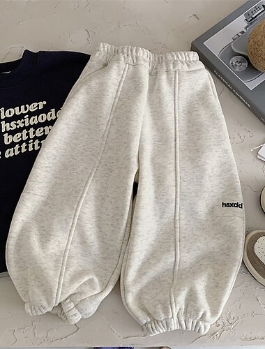  Infantil Para Meninos Calças Calças Esportivas Calças de lã Calças Côr Sólida Mantenha Quente Comfort Calças Ao ar livre Esportes Moda Básico Branco Cinzento