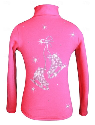  Fleecejacke fürs Eiskunstlaufen Damen Mädchen Eislaufen Jacke Shirt Rosa Blau Orange elastisch Ausbildung Wettbewerb Eiskunstlaufkleidung warm Kristalle Langarm Eislaufen Eiskundstlauf