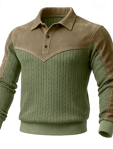  Homens Moletom Estacionar Moletom com capuz Verde Tropa Lapela Tecido Patchwork Desportos e Ar livre Casual Diário Vintage Roupa de rua Roupa de Esporte Primavera & Outono Outono & inverno Roupa