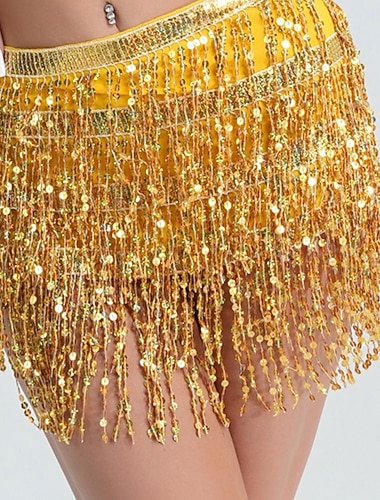  סט תלבושת ריקוד בטן מסאמבה - חצאית פייטים בד עם טסלים ורצועת מותן עם חרוזים תלבושת להופעות