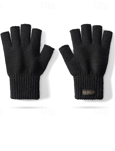  Per uomo 1 Paio Mezze dita Invernali Guanti lavorati a maglia Guanti senza dita Sport Moda Sport e Outdoor Guanti Calore Termico Tinta unica Autunno Nero Marrone Grigio