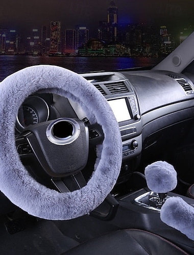  3 ks/sada kožešiny nadýchaný silný auto volant plyšový potah měkká vlna zimní růžová modrá fialová černá červená šedá pro volant 38cm