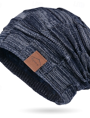  Муж. Универсальные Шапка-бини Зимние шапки Шапки бини Вязаная шапка Зимняя шапочка Черный Желтый Полиэстер Трикотаж Дышащий Уютный На каждый день На выход Сплошной/однотонный цвет Теплый