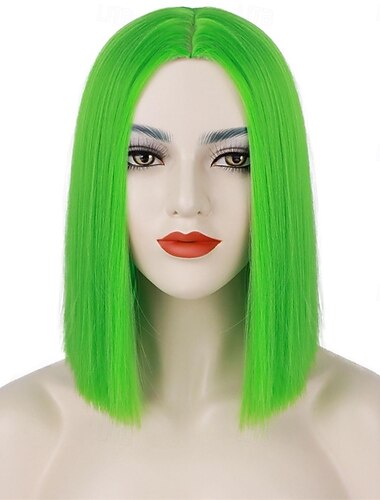  Perruque de carnaval 2026 Rose Rouge Bleu Lisse Bob Court Perruque synthétique de festival Mardi Gras Parade Coiffure de costume de cosplay pour Femmes