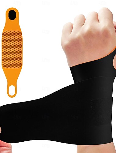  säädettävä rannetuki &rannesuoja rannekanavaoireyhtymään ja niveltulehdukseen &jännetulehdus &rannekipua lievittävä, hengittävä ja kosteutta siirtävä kangas kestävillä tarranauhahihnoilla