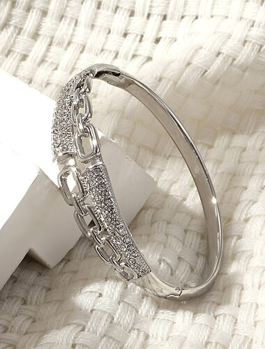  Zirkonium geometriske Bokstaver Elegant Årgang Mote Personalisert trendy Chrome Armbånd Smykker Sølv / Gull Til Bryllup Fest Engasjement Skoleball