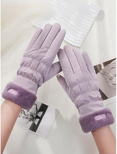  Guantes impermeables de nailon para mujer, compatibles con pantallas táctiles, multicolor, suaves y cálidos, ideales para el invierno y actividades al aire libre.