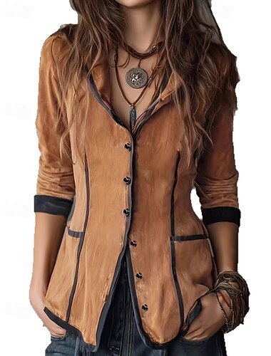  Női Kapucnis felsők Színes Alkalmi Hosszú ujj Kapucni Normál felsők Otthon Utca Szabadság Kollázs Gombok Barna Ősz Tél