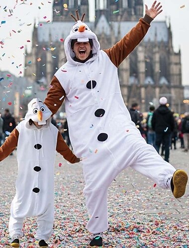  Kigurumi-pyjama's Fancy kostuum Nachtmode Dieren Sneeuwpop Cartoon Warm Grappig kostuum Comfortabel Kinderen Volwassenen Uniseks Mannen & Vrouwen Jongens en meisjes Kerstmis Halloween Carnaval Feest