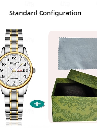  Orologio da donna alla moda con doppio calendario digitale, luce notturna e impermeabile per ragazze