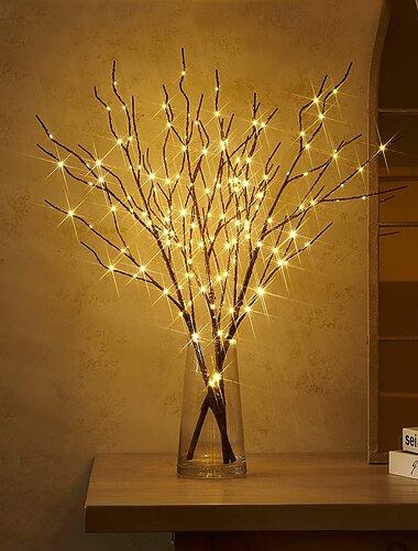  светящиеся ветки на батарейках, гирлянды из ивовых веток, гирлянды для дома, спальни, камина, рождественских праздников, украшений для использования в помещении и на улице (вазы не включены)