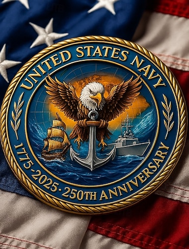  Moneta pamiątkowa z okazji 250. rocznicy Marynarki Wojennej Stanów Zjednoczonych – 1775–2025, monety kolekcjonerskie, trwałe metalowe monety wystawowe dla kolekcjonerów &pomysł na prezent,
