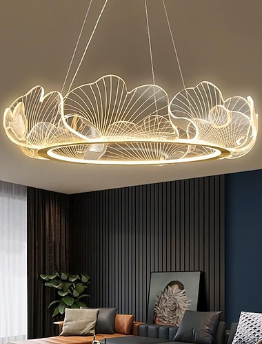  Moderner LED-Kronleuchter, runde Pendelleuchte aus goldfarbenem Eisen, dimmbar, geeignet für Esszimmer, Kücheninsel, Deckenleuchte, Deckenleuchter