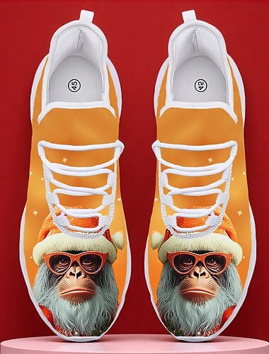  Zapatillas navideñas para hombre con diseño naranja: calzado divertido y cómodo para reuniones navideñas y eventos familiares.