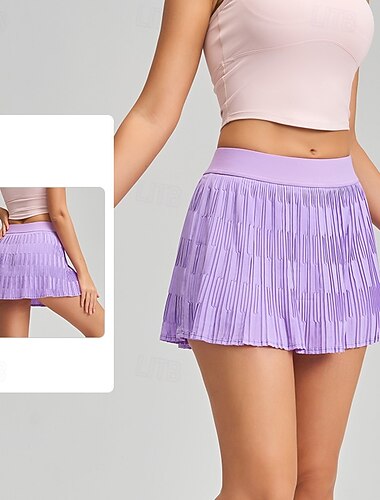  Mulheres Cor Sólida Saia de treino Elástico Redutor de Suor Respirável Tênis Pickleball Ioga Calças Preto Branco Amarelo Roupas de tênis