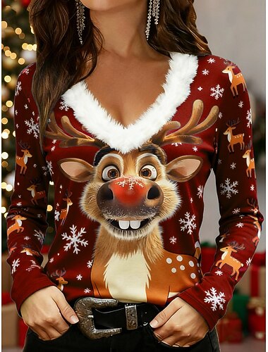  Naisten Pullover-huppari Poro Vapaa-aika Pitkähihainen V kaula-aukko turkiskaulus Tavalliset topit Katu Arkikäyttö Tilkkutäkki Painettu Sininen Syvä violetti Viini Oliivi Syksy Talvi