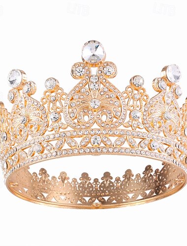  Couronnes Coiffe Alliage Mariage Anniversaire Élégant Mignon Avec Strass Casque Couvre-chef