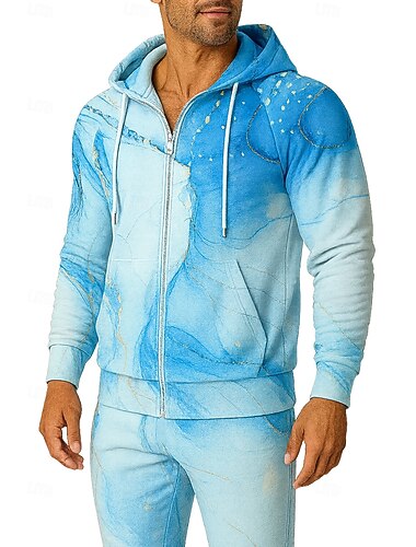  Hombre Sudadera Tracksuit Chándal de 2 piezas Correa Cerrar Trajes de Yoga Otoño Invierno Azul Vocación Al Aire Libre Viaje Ligero Moda Manga Larga Deporte Ropa de Deporte Elástico Ajuste regular