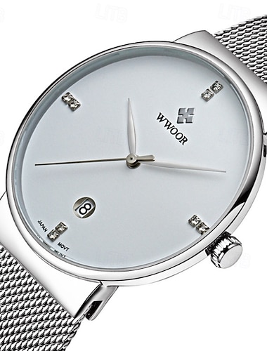  Orologio da uomo di marca top wwoor, orologio da uomo in acciaio inossidabile, orologio da uomo di lusso, orologio da uomo minimalista con diamanti, orologio al quarzo.