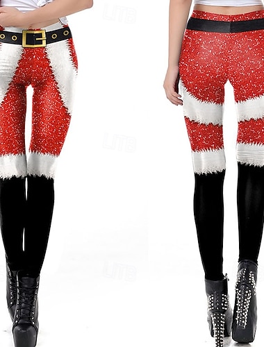  Άγιος Βασίλης Ξωτικό Παντελόνια Κολάν Γυναικεία Χριστούγεννα Καθημερινάρούχα Ενήλικες Χριστούγεννα Μασκάρεμα παραμονή Χριστουγέννων Χριστούγεννα Πάρτι Παντελόνια