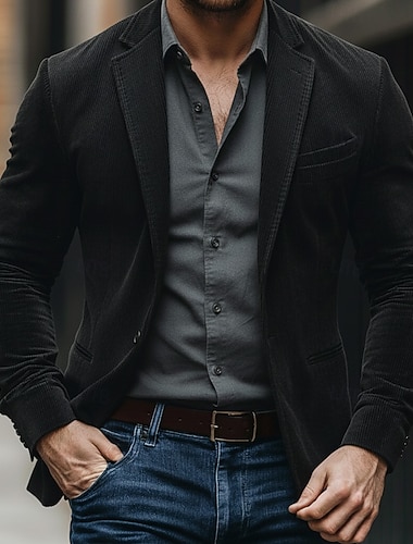  Miesten Vakosamettitakki Lovikaulus Vintage Muoti Klassinen Jakardi Blazer Musta Tumman sininen Räätälöity istuvuus Yksiriviset kaksinappia