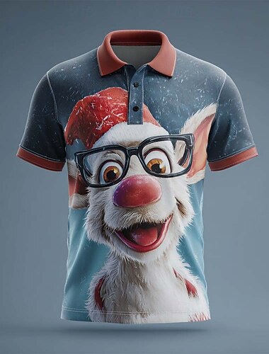  Jul Herre Dyr Tegneserie Polo Sports poloskjorter Kortermet Poloskjorter Skjorter med krage Fritid treningsklær Festivalantrekk Knapper Sommer Vår Høst Blå Himmelblå