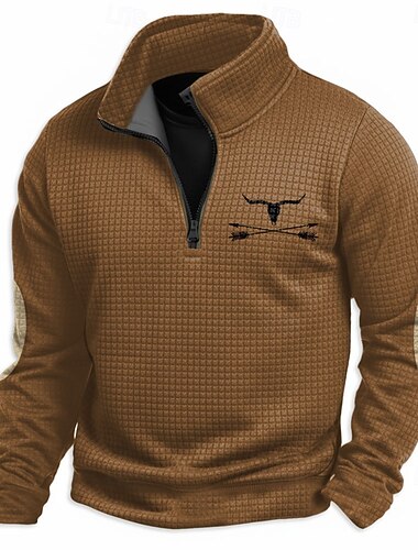  Ανδρικά Βοοειδή Βάφλα Πουλόβερ Μοντέρνα Etnic Vintage ρετρό Δυτικός καουμπόη Όρθιος Γιακάς ΕΞΩΤΕΡΙΚΟΥ ΧΩΡΟΥ Σπίτι Δώρο Μαύρο Καφέ Πράσινο Χακί Γκρίζο Κουμπώσου Φθινόπωρο Χειμώνας Σχεδιαστής Τ M L XL