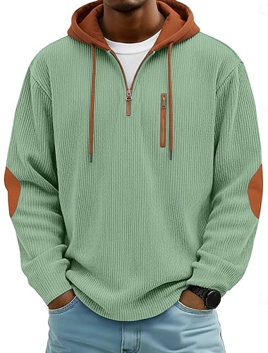  Miesten Vakosamettipaita Vetoketjulliset hupparit T-paita Pitkähihainen Hupullinen Kesä Syksy Syystalvi Yhtenäinen väri Päivittäin Vapaa-aika Katutyyli Ylisuuret Hupullinen Löysä ulko- Katu