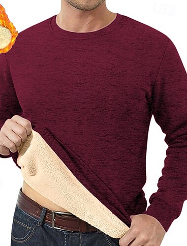  Homens Moletom Moletom de lã Azul denim Preto Vinho Azul Marinha Cinzento Escuro Gola Redonda Tecido Desportos e Ar livre Diário Feriado Poliéster Roupa de rua Básico Casual Inverno Roupa Moletons