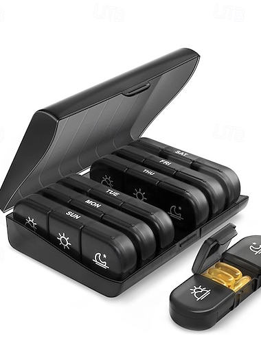  Portapillole settimanale portapillole portatile da viaggio per 3 volte al giorno, 7 giorni, con ampi scomparti per vitamine, medicinali, oli di pesce