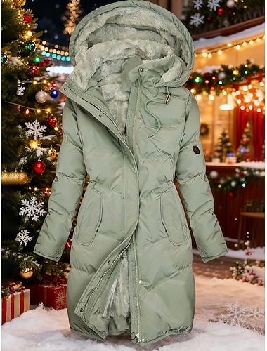  女性用 パフジャケット 冬物ジャケット 冬物コート 快適 ストリート カジュアル 日常 カジュアル／普段着 ジッパー ポケット ジッパ－ パーカー カジュアル ストリートスタイル 平織り レギュラー アウターウェア 長袖 冬 秋 グリーン ブラック イエロー S M L XL XXL 3XL