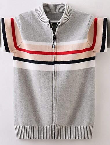  Bambini Ragazzi Felpa A righe Manica Lunga Tenere al caldo All'aperto Moda Blu marino Autunno Vestiti Dai 4 anni in su