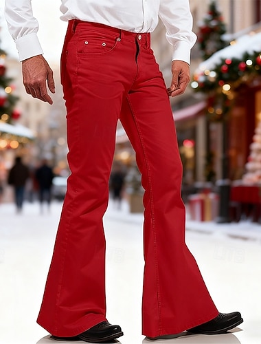  Miesten Jouluhousut Housut Puvunhousut Leveät housut Kiinalainen Tasku Napit Tavallinen Mukavuus Muodollinen Juhla Työ Muoti 1980 luku Musta Valkoinen Mikrojoustava