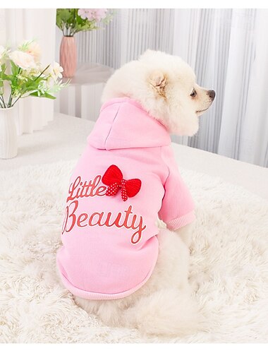  kleine hond roze hoodie - kleine schoonheid huisdier sweatshirt met strik accent - geweldig cadeau voor honden