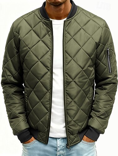  Homens Jaqueta de Inverno Casaco puffer Casaco acolchoado Acolchoado Bolsos Poliéster Ao ar livre Casual Diário Padrão Moda Roupa de rua Casual Térmico / Quente Inverno Côr Sólida Vinho Preto